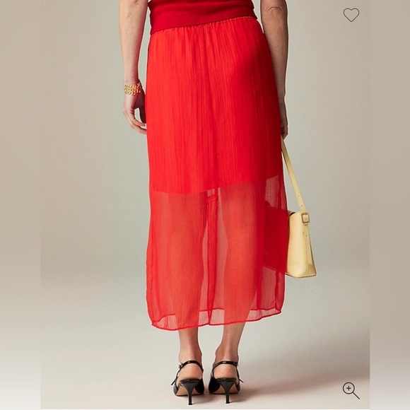 J Crew Skirt Gwyneth Layered Slip Skirt Red Crinkle Chiffon Size XS Midi - Picture 3 of 6